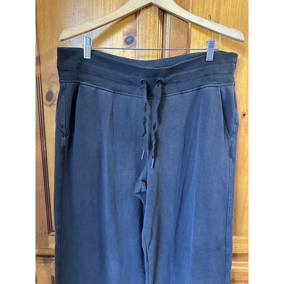 Athleta Sweatpants Balance Wide Leg Tencel Fleece Black Flare Women's XL 631950 - Picture 3 of 10